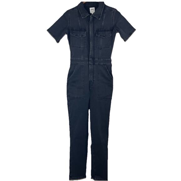 Aerie Utility Jumpsuit Womens S Small Charcoal Ash Black Zip Short Sleeve - Picture 3 of 8